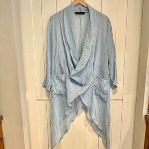 Light Blue Celmia Collection Draped Waterfall Wrap Top for Vacation/Pool  Size M